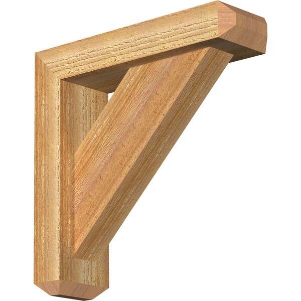 Ekena Millwork Traditional Craftsman Rough Sawn Bracket w/ Offset Brace, Western Red Cedar, 4"W x 14"D x 14"H BKT0402X14X14TRA04RWR - main